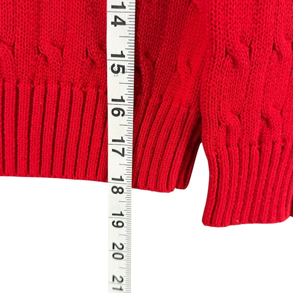 Vtg Polo Ralph Lauren Cable Knit Sweater Boys Size 6 Red 100% Cotton Pony Preppy - Picture 8 of 12